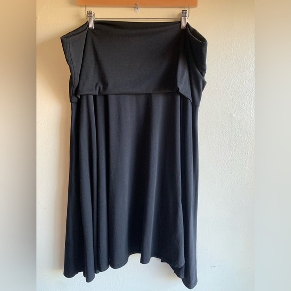 Avenue Stretch Black Knee Length Fold Over Flare Skirt Size 22/24 - Picture 2 of 9